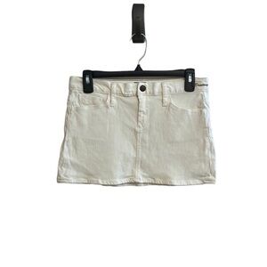 GOLD SIGN WHITE DENIM Y2K MINI SKIRT SIZE 26